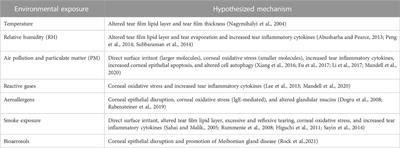 The environment and dry eye—manifestations, mechanisms, and more